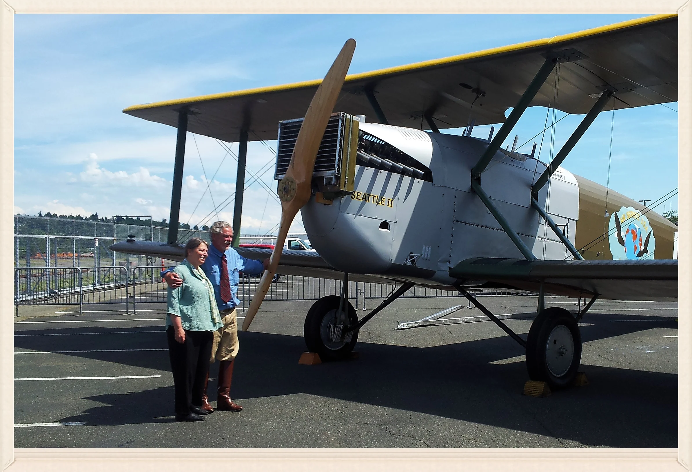Diane and Bob at the rollout and christening of the Seattle 2 at Boeing Field.