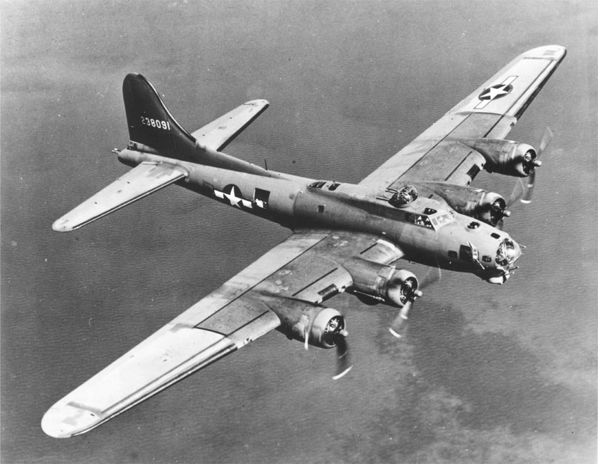  The Boeing B-17 Flying Fortress was a mainstay of American air power during WWII.  (National Archives)  