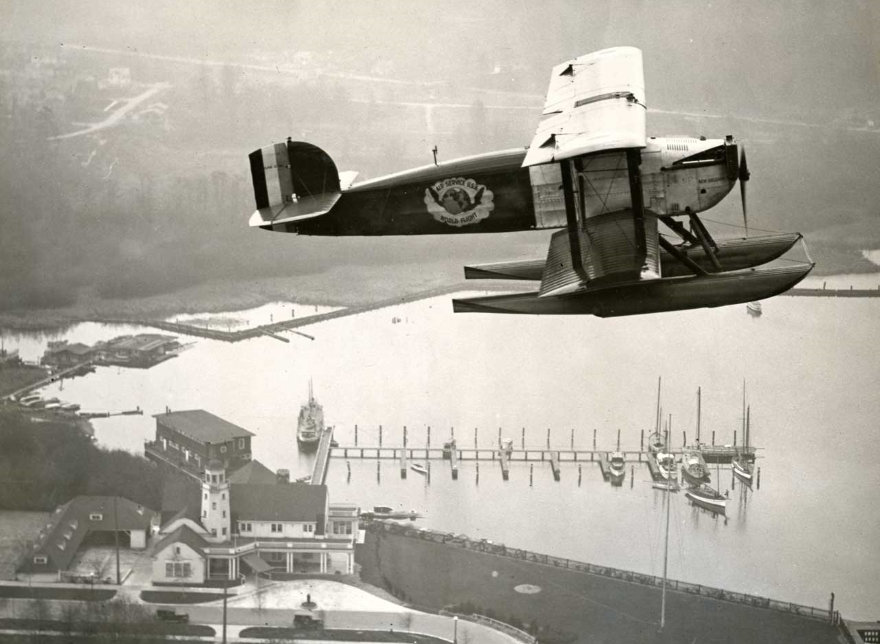  World Cruiser #4, "New Orleans" above the Seattle Yacht Club.  (Dempster Collection)  