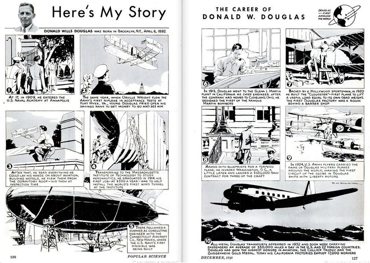  An illustrated bio from a vintage issue of Popular Mechanics.  (Popular Mechanics)  