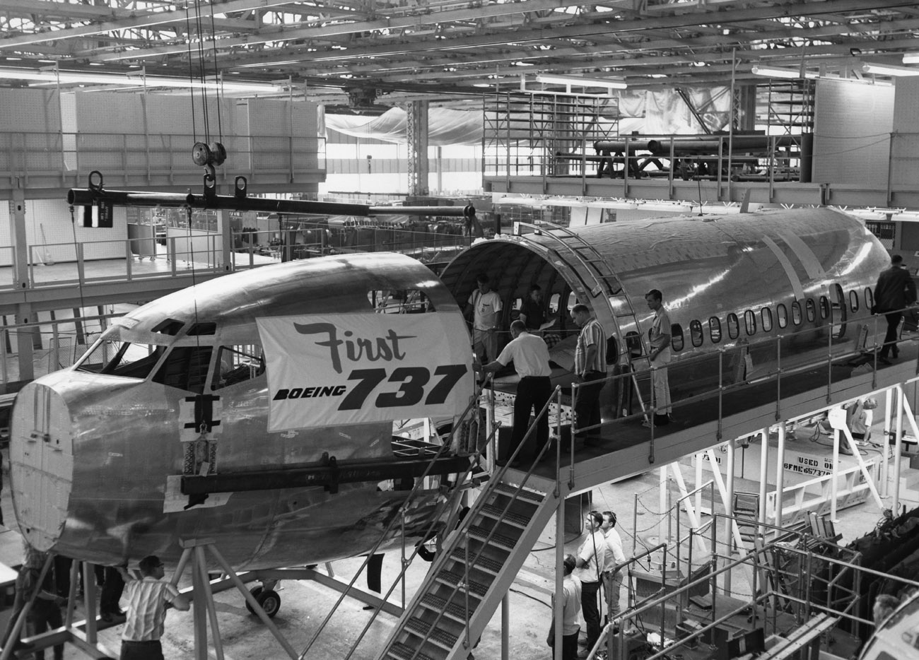  Boeing has built over 8,960 737's since the first one rolled off the line in 1966. As of 2006, there were an average of 1,250 Boeing 737's airborne at any given time, with two departing or landing somewhere every five seconds.  (Boeing)  