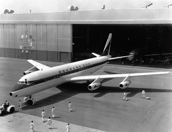  The Douglas DC-8 brought the company into the Jet Age and direct competition with Boeing's 707. &nbsp; (San Diego Air &amp; Space Museum)  