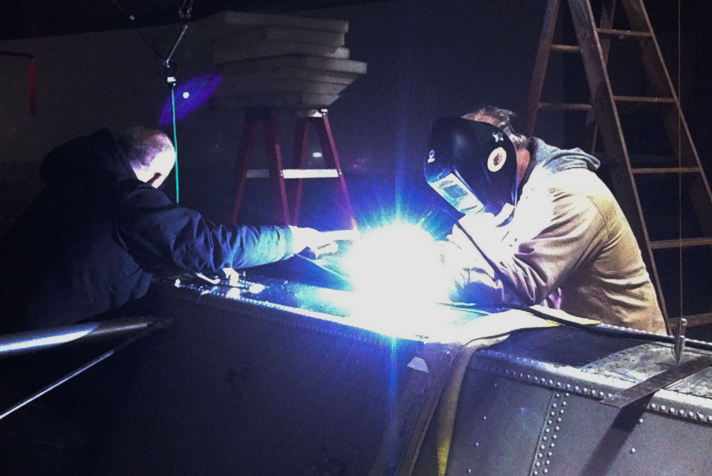 Gary & Mitch, preliminary strut welding.