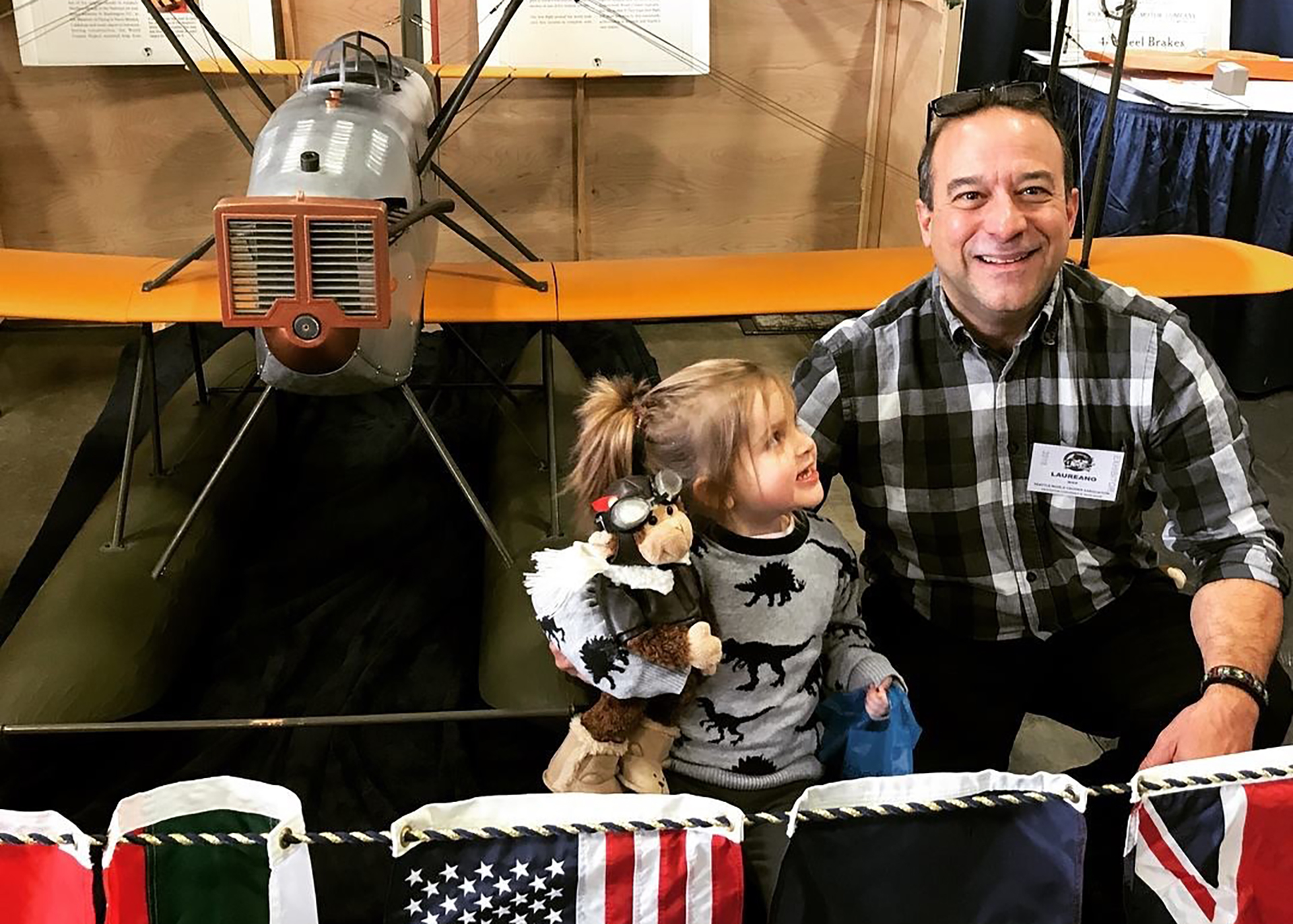 Laureano with a future astronaut and his DWC model on floats.