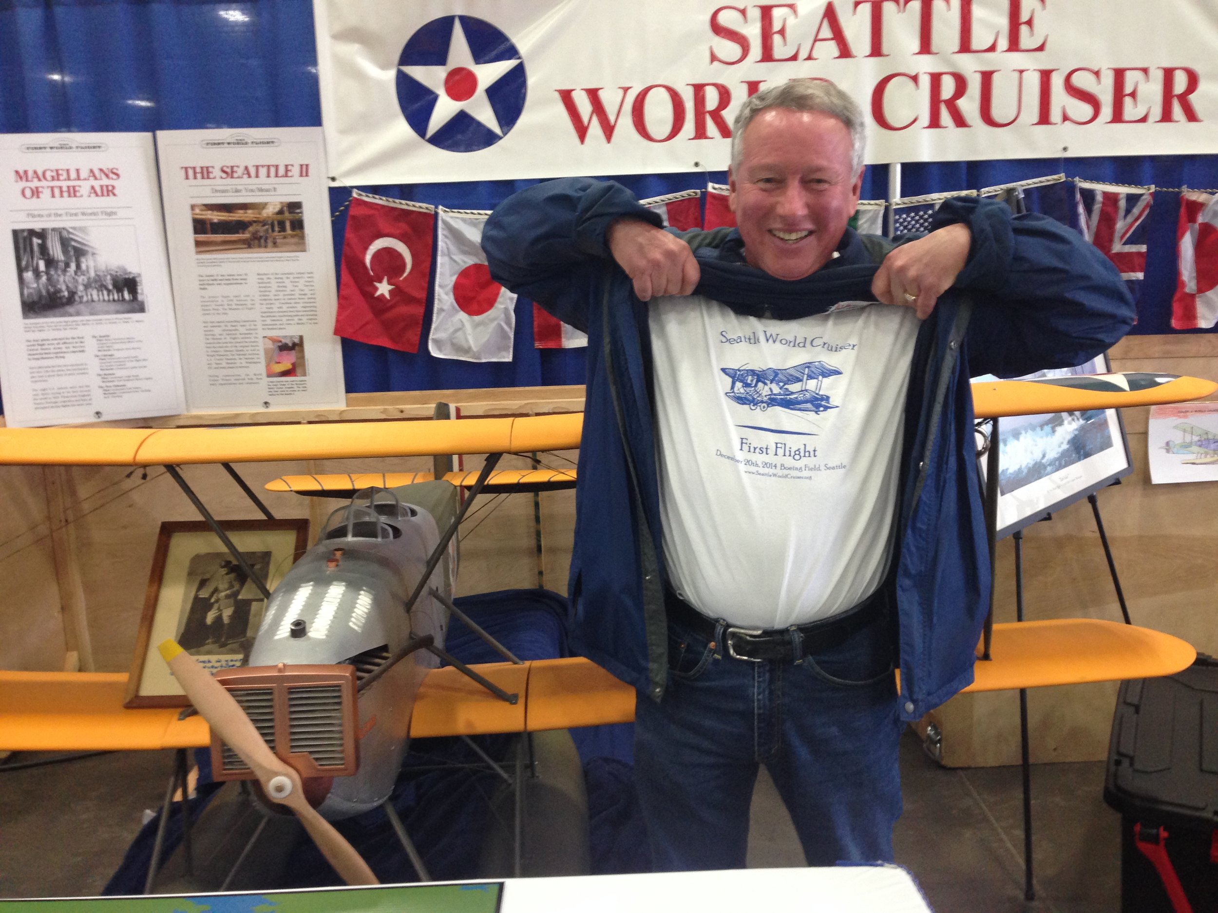  Keith Littlefield, pilot and longtime World Cruiser supporter, shows his enthusiasm for our project!   