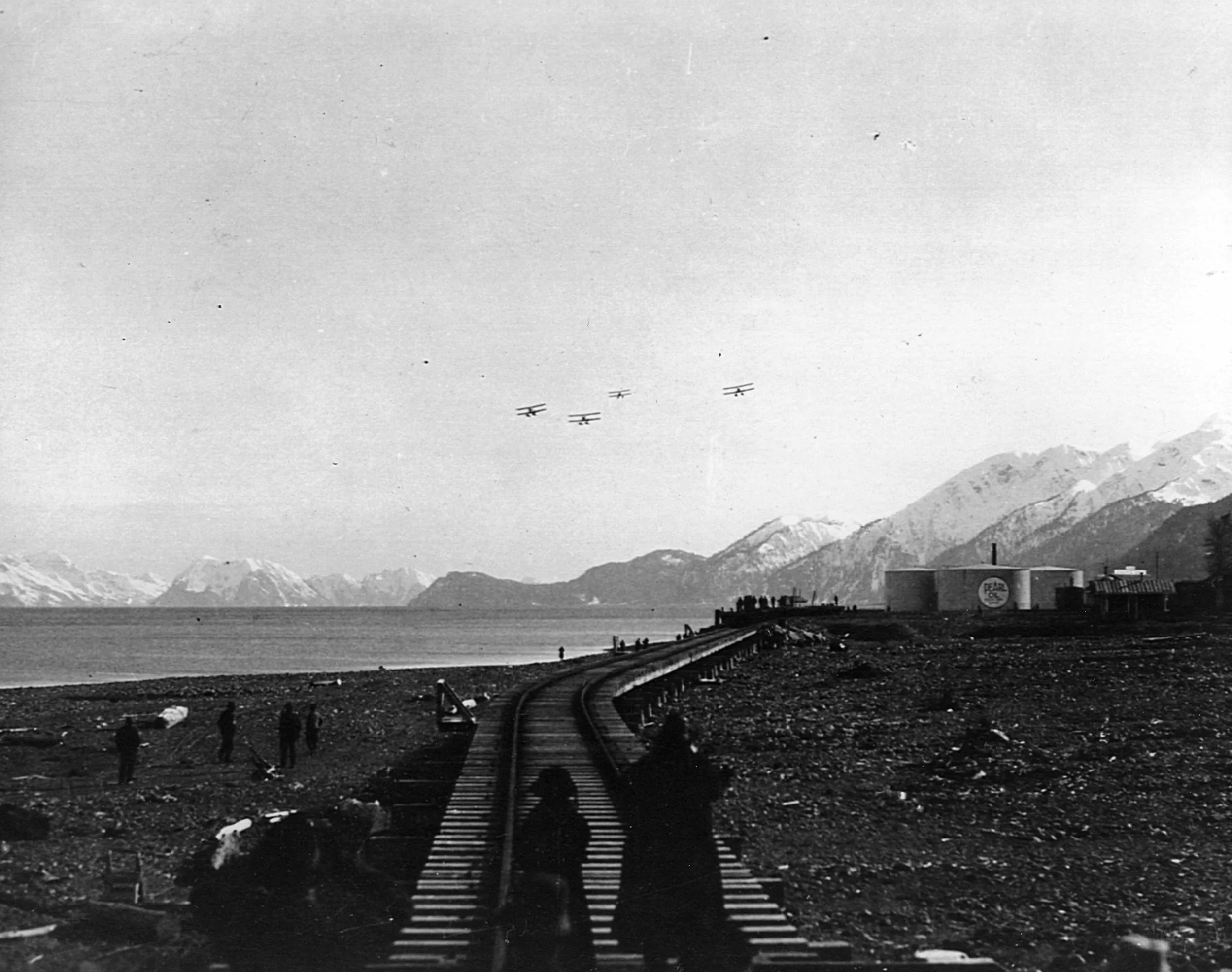The four World Cruisers approaching Seward. (National Archive 342-FH-3B-7996-11561AS )
