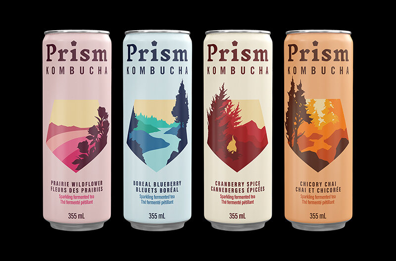 Branding and Packaging Design for Prism Kombucha