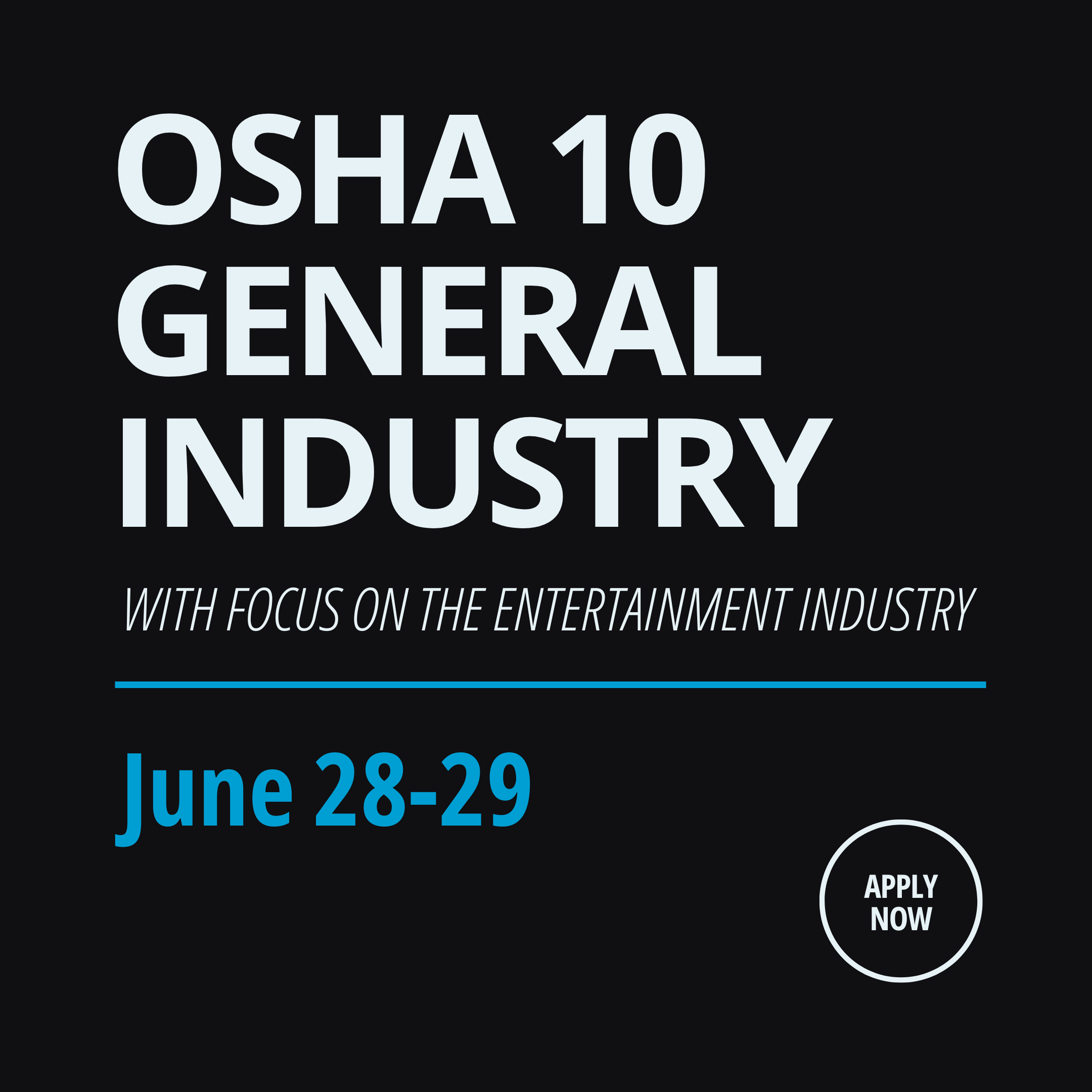 OSHA 10 General Industry on June 28-29, 2026