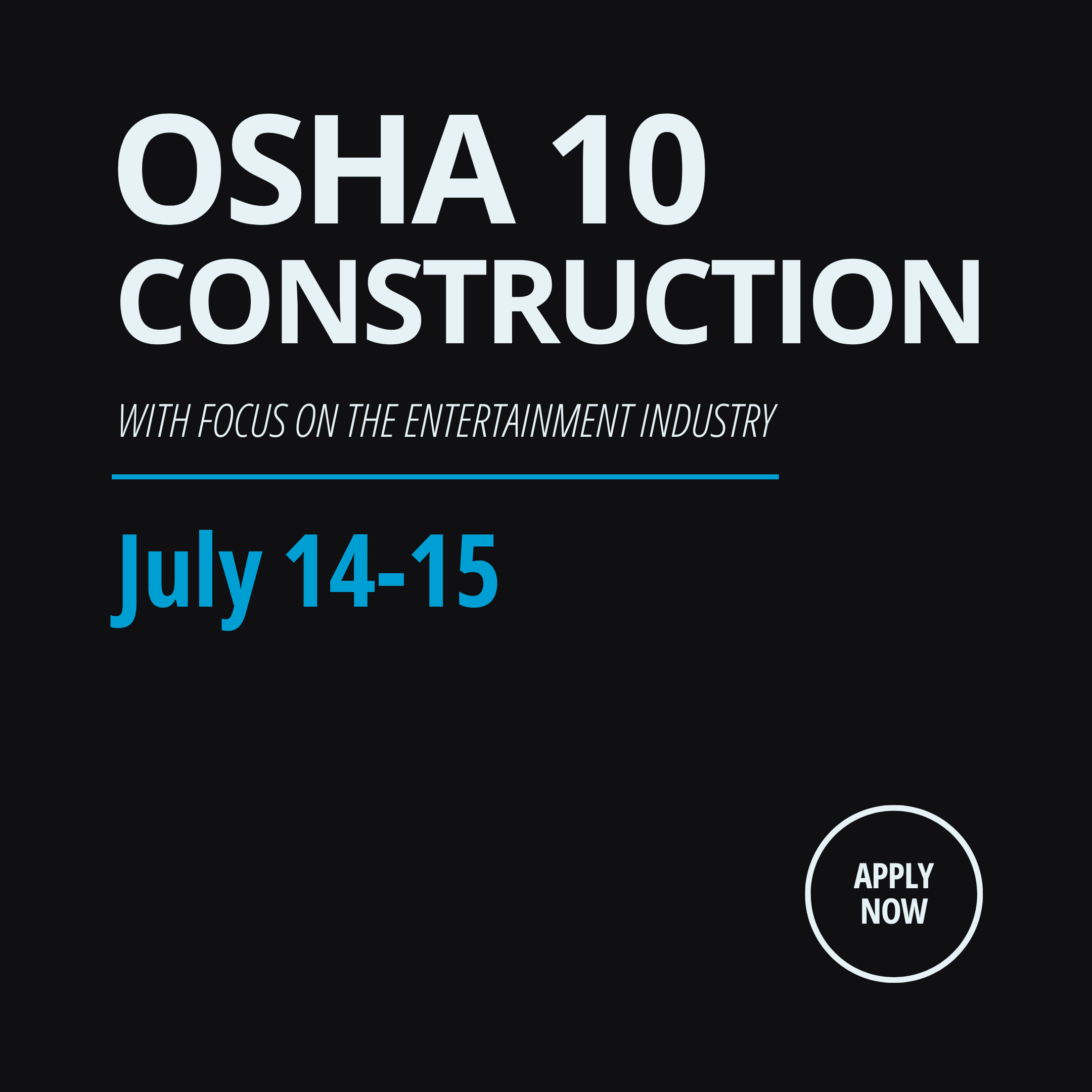 OSHA 10 Construction on July 14-15, 2026