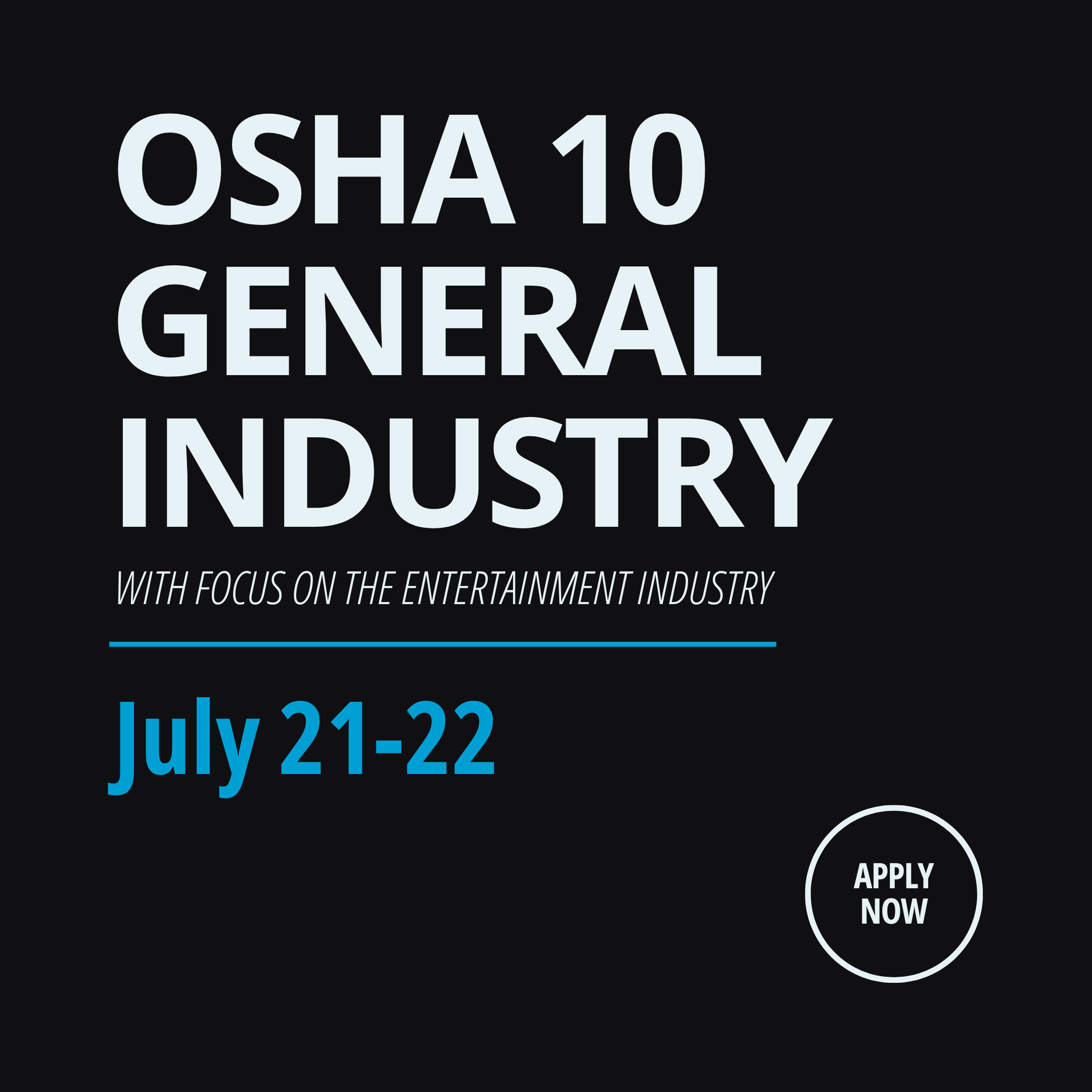 OSHA 10 General Industry on July 21-22, 2026