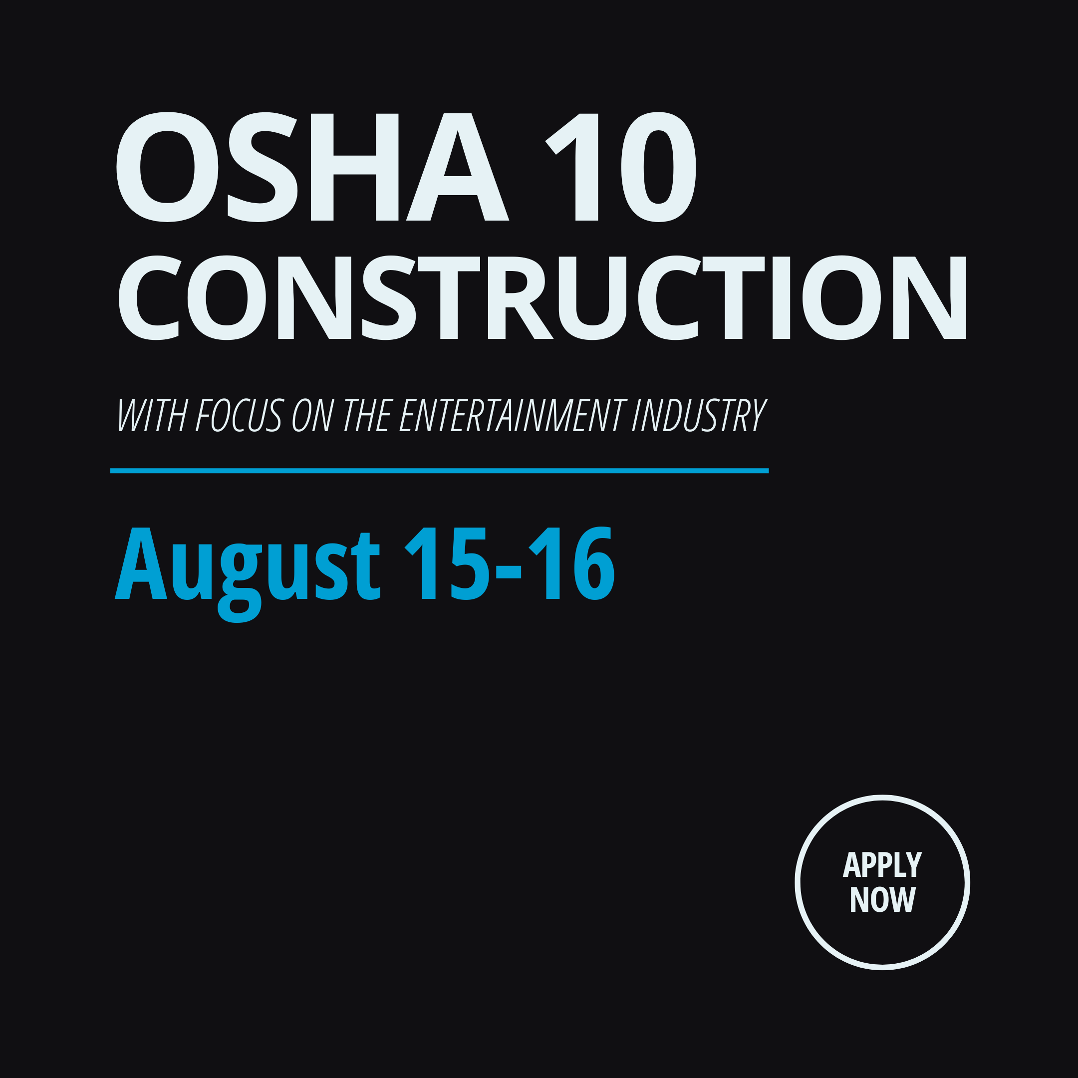 OSHA 10 Construction on August 15-16, 2026