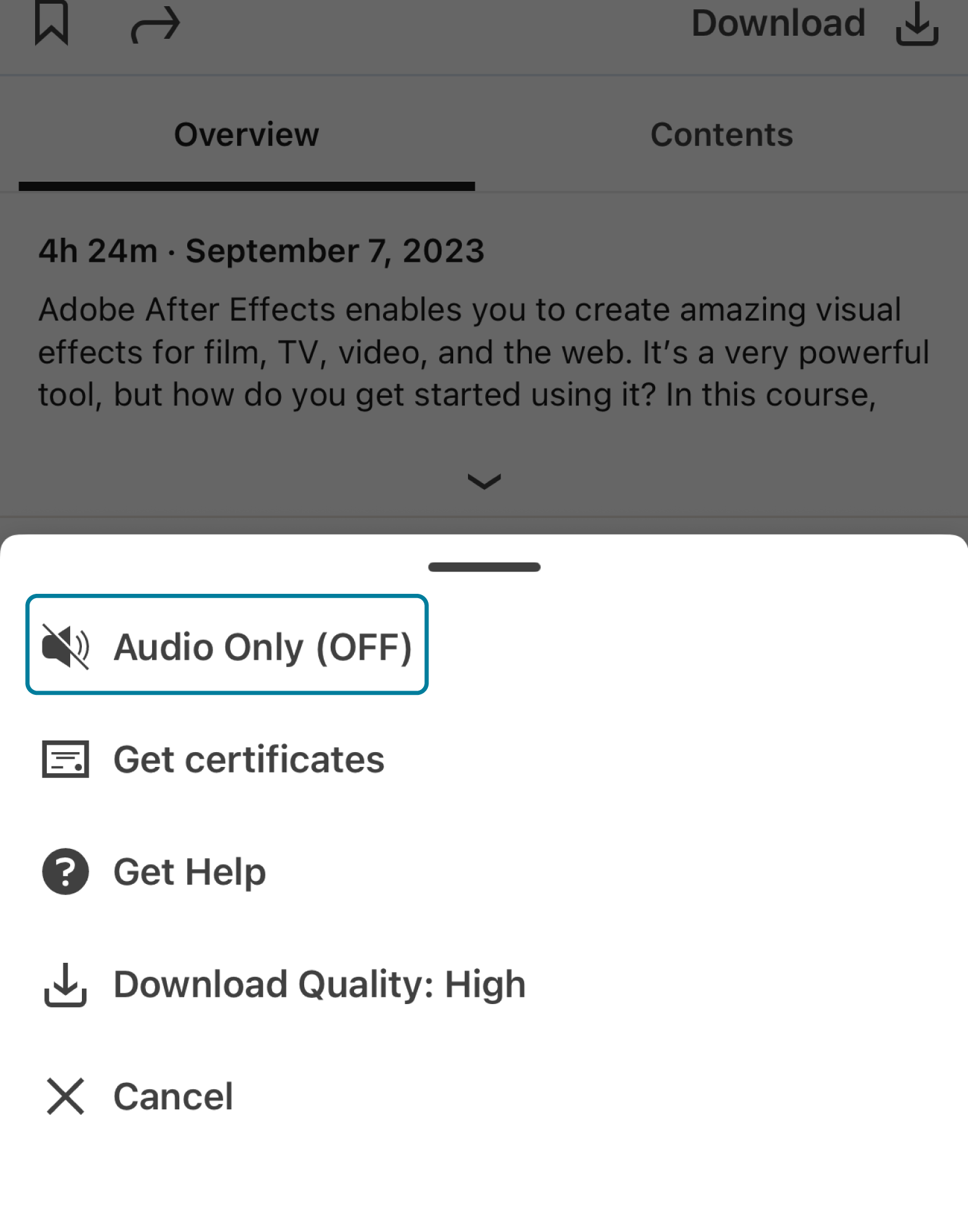Switch courses into audio-only mode