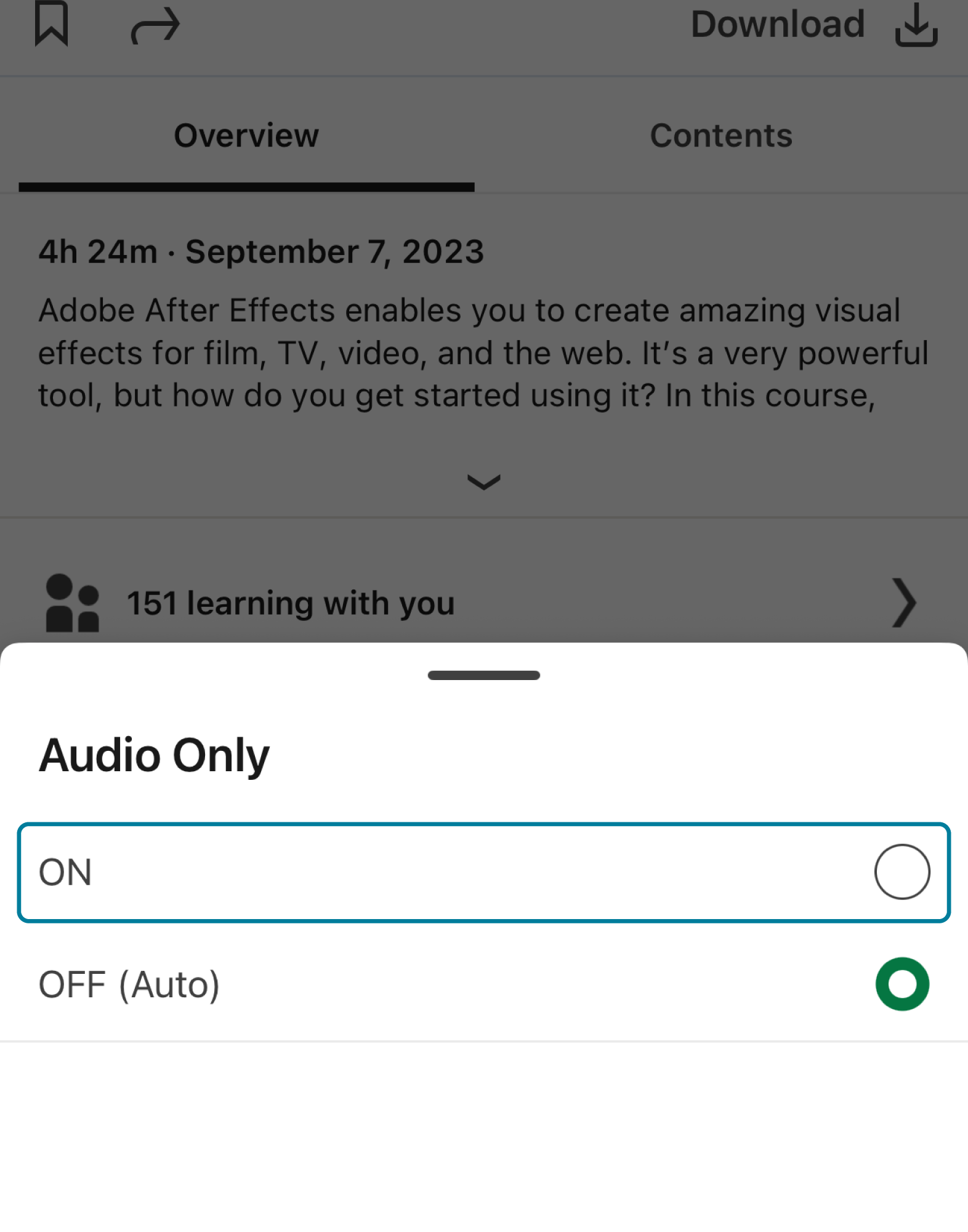 Switch courses into audio-only mode