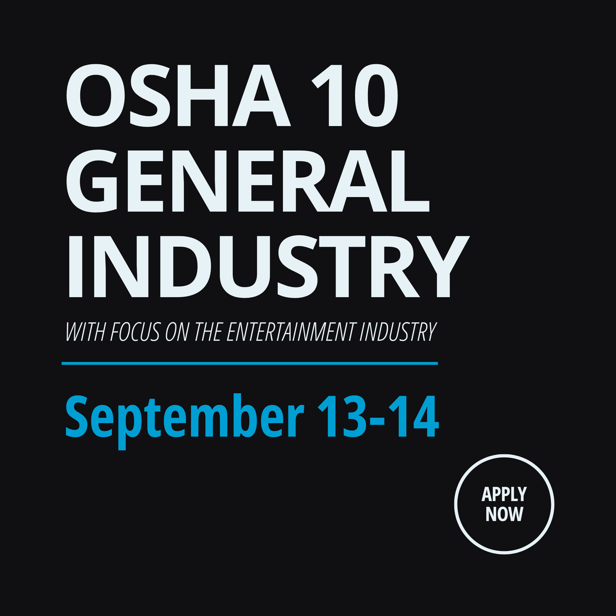 OSHA 10 General Industry on September 13-14, 2026
