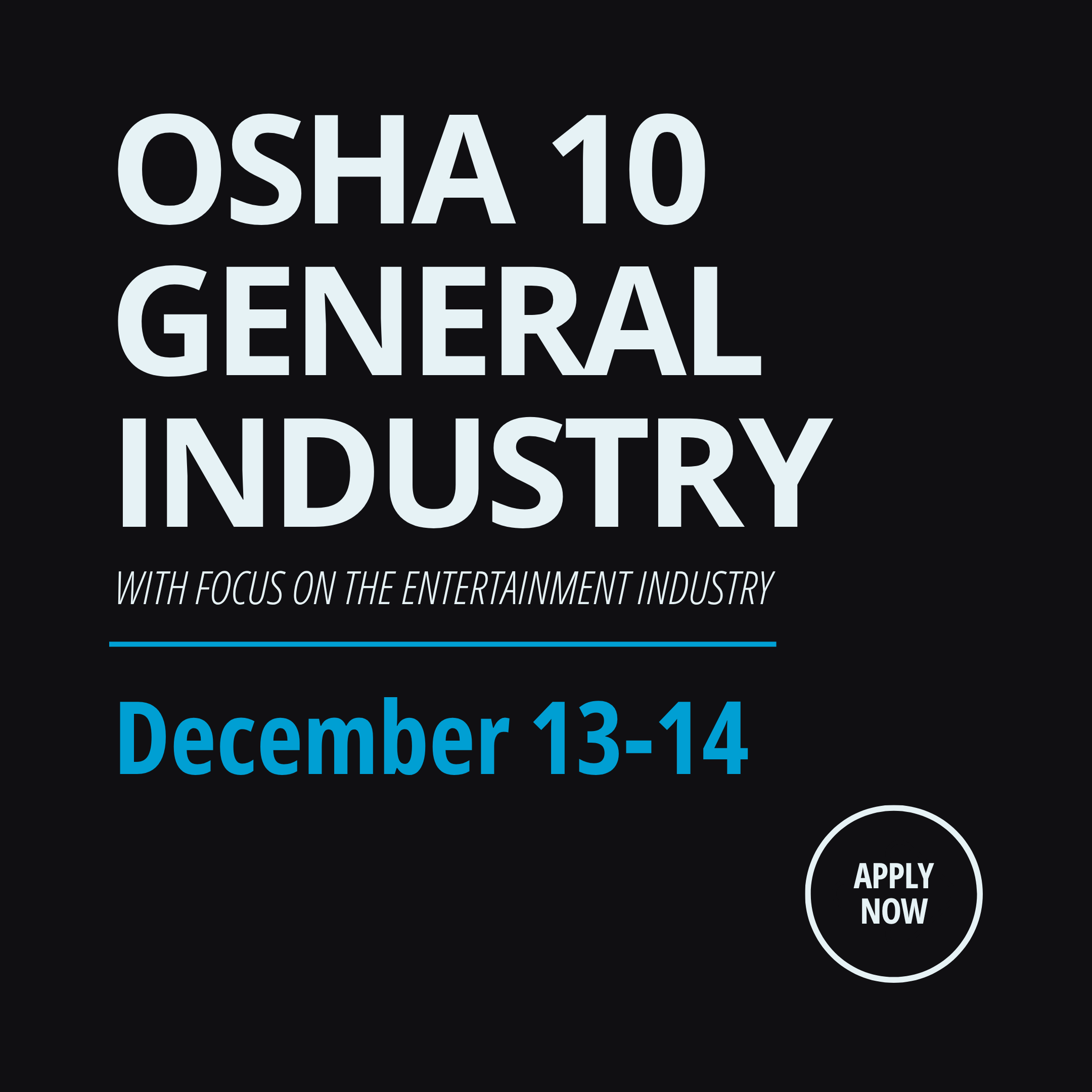 OSHA 10 General Industry on December 13-14, 2026