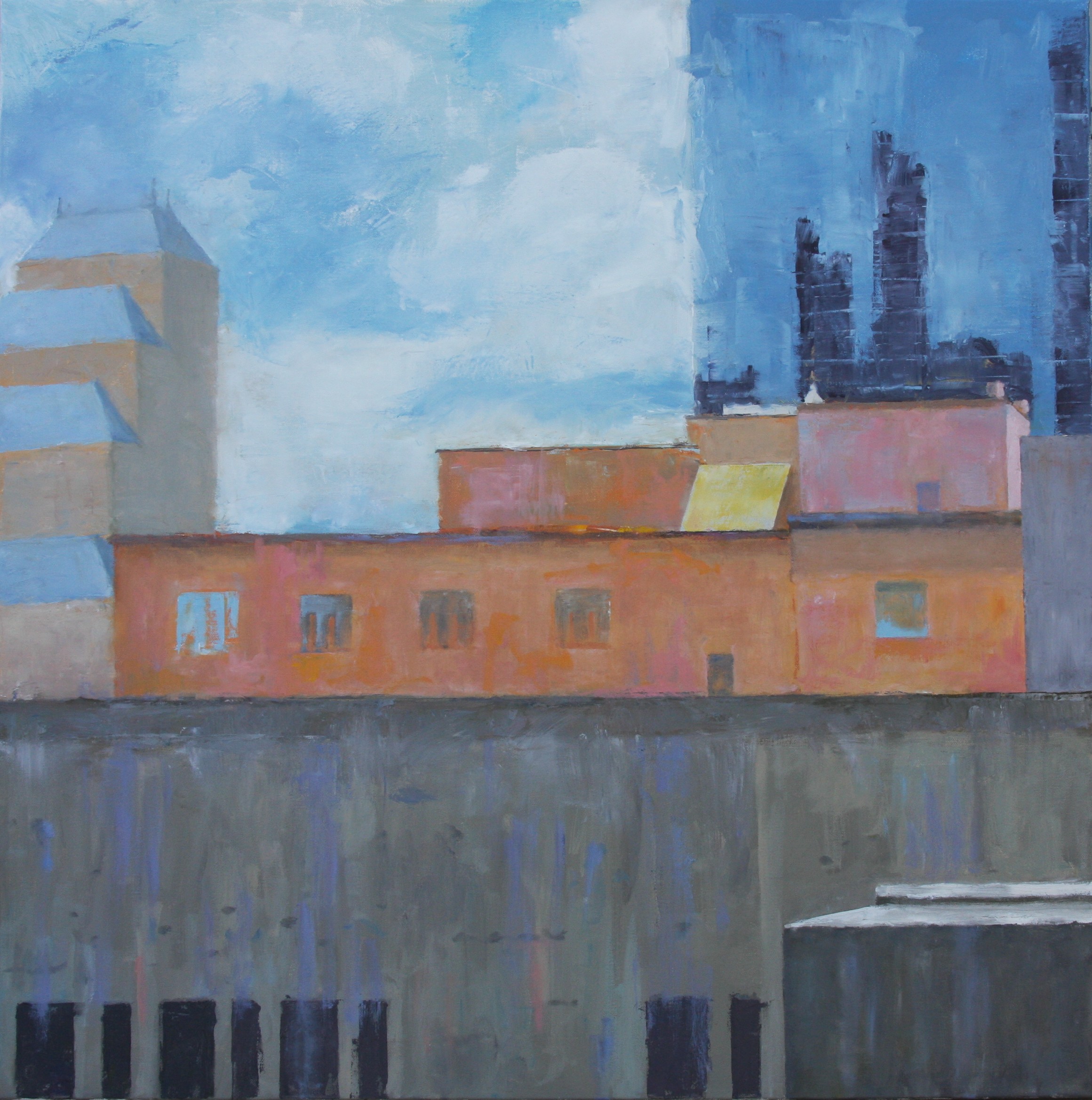  "Rooftops, Orlando," 30"x30", oil on canvas. 