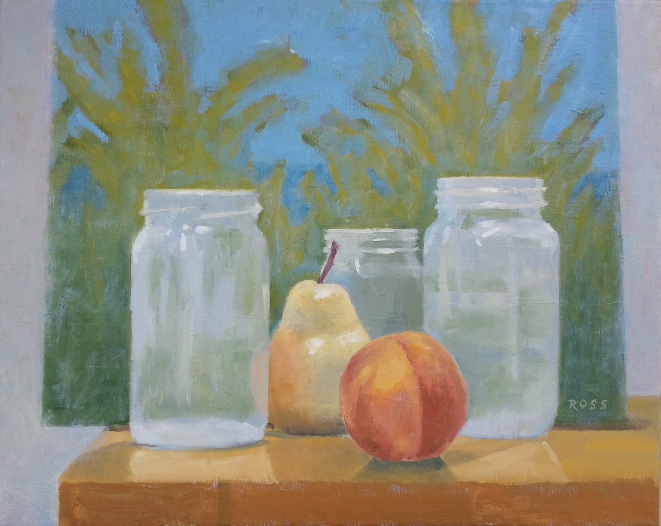  "Still Life&nbsp;with Jars, Fruit and Painting," 16"x20", oil on canvas. 