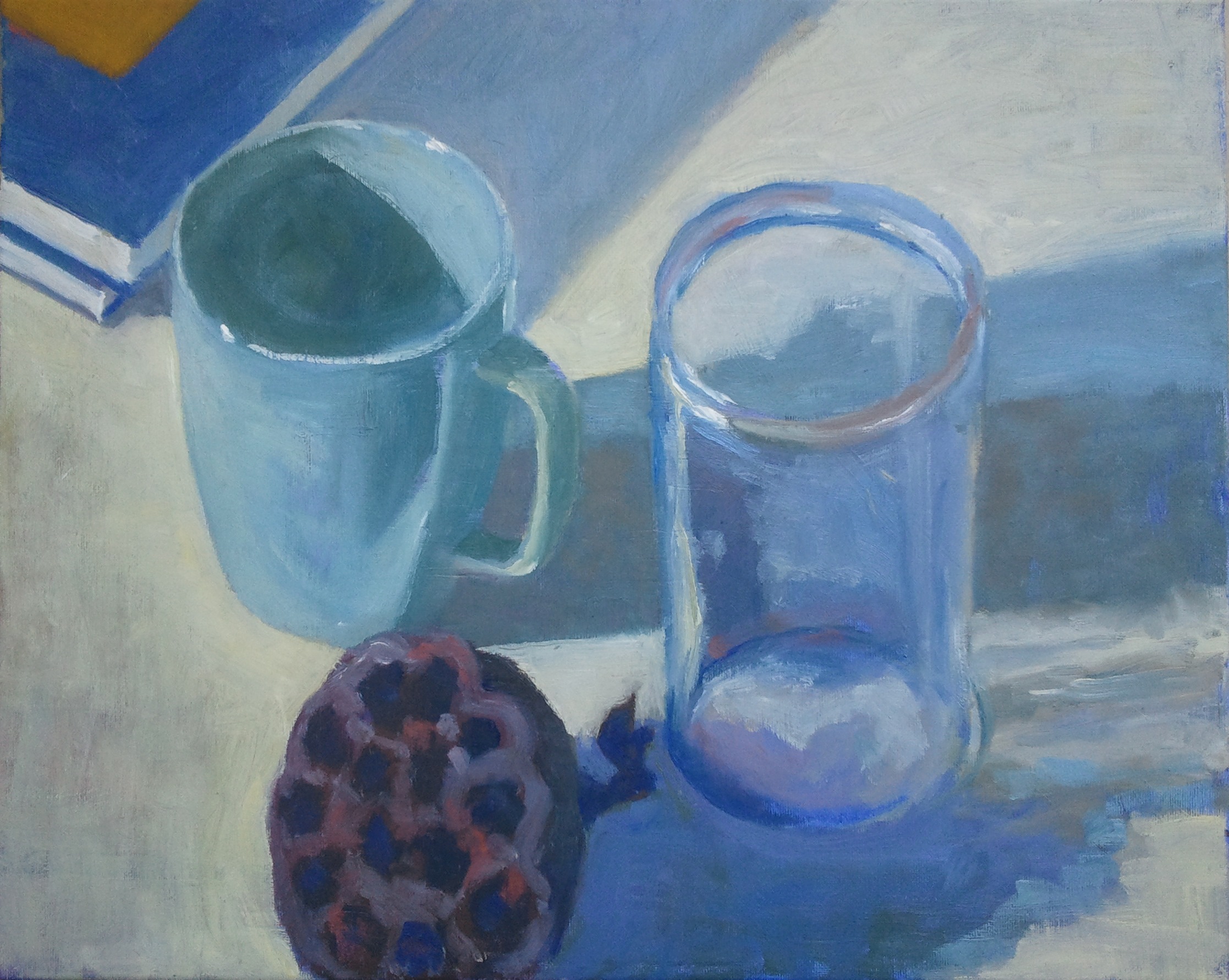  "Still Life with Jar, Mug&nbsp;and Lily Seedpod,"&nbsp;16"x20", oil on canvas. 