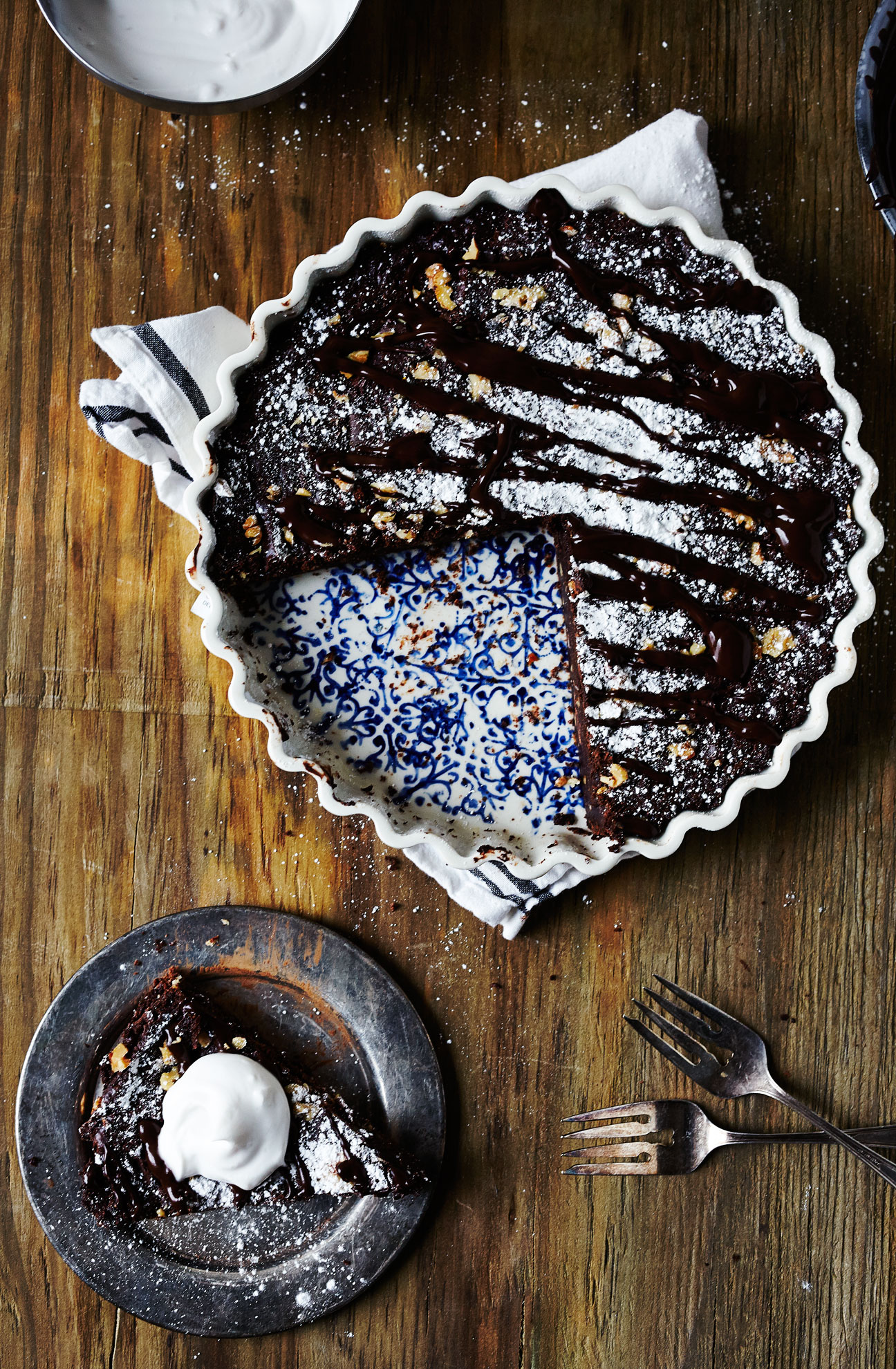 Brownie Ganache Tart w/ Whipped Coconut Creme (GF, DF)