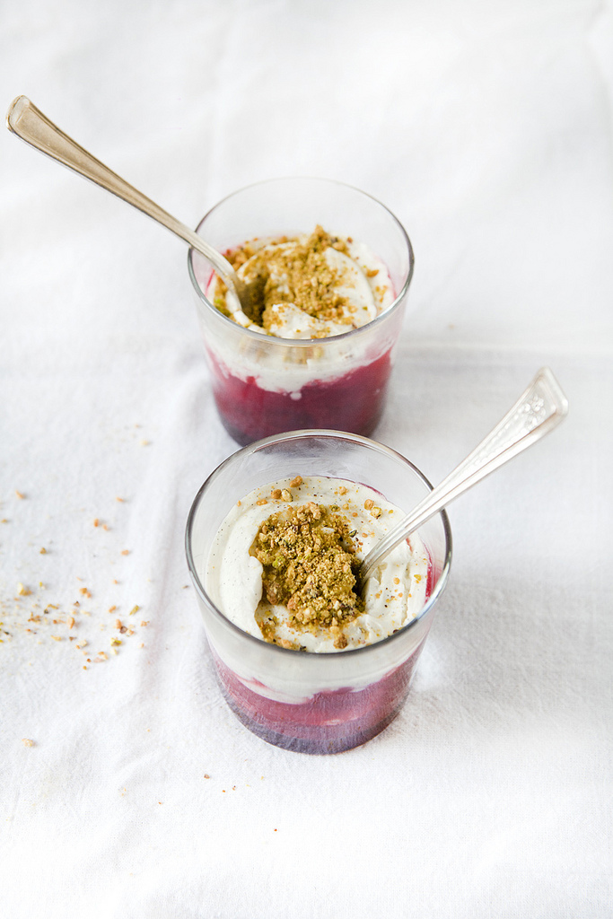 Mascarpone Parfaits w/ Plum Compote & Pistachio (GF)