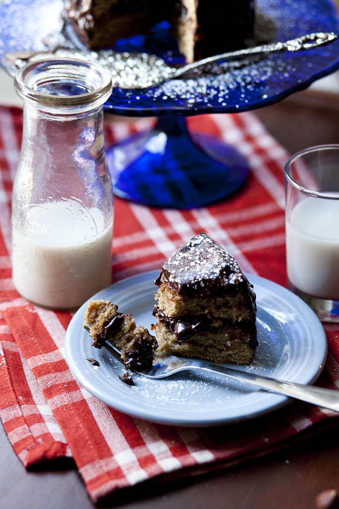 Nutmeg-spiced Hazelnut Cake with Chocolate Ganache (GF)