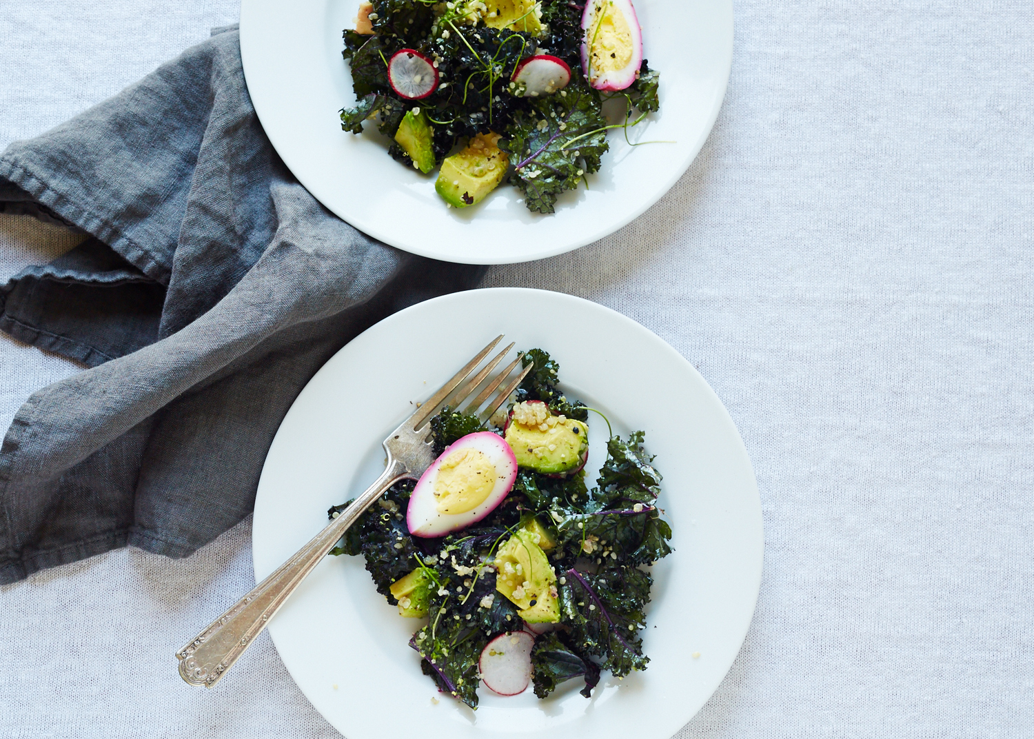 Raw Kale Salad with Beet-pickled Egg & Quinoa (GF, DF)
