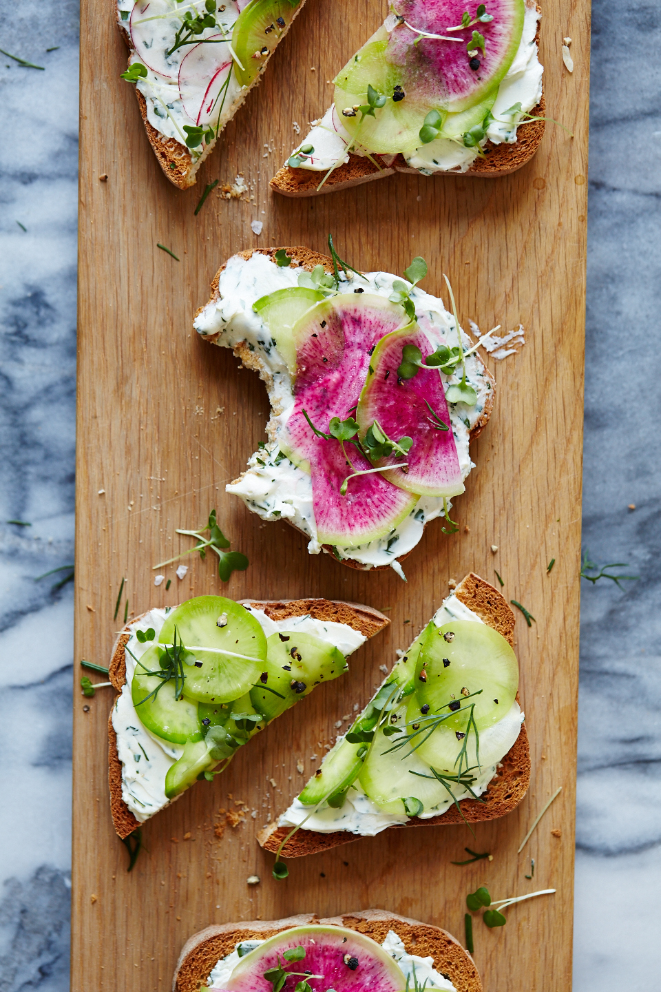 Herbed Goat Cheese & Radish Tartines (GF, V)