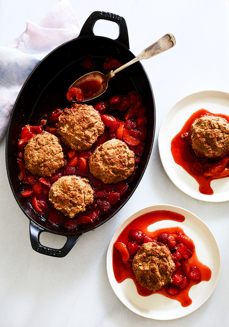 Strawberry, Apricot Cornmeal Cobbler (GF, V)