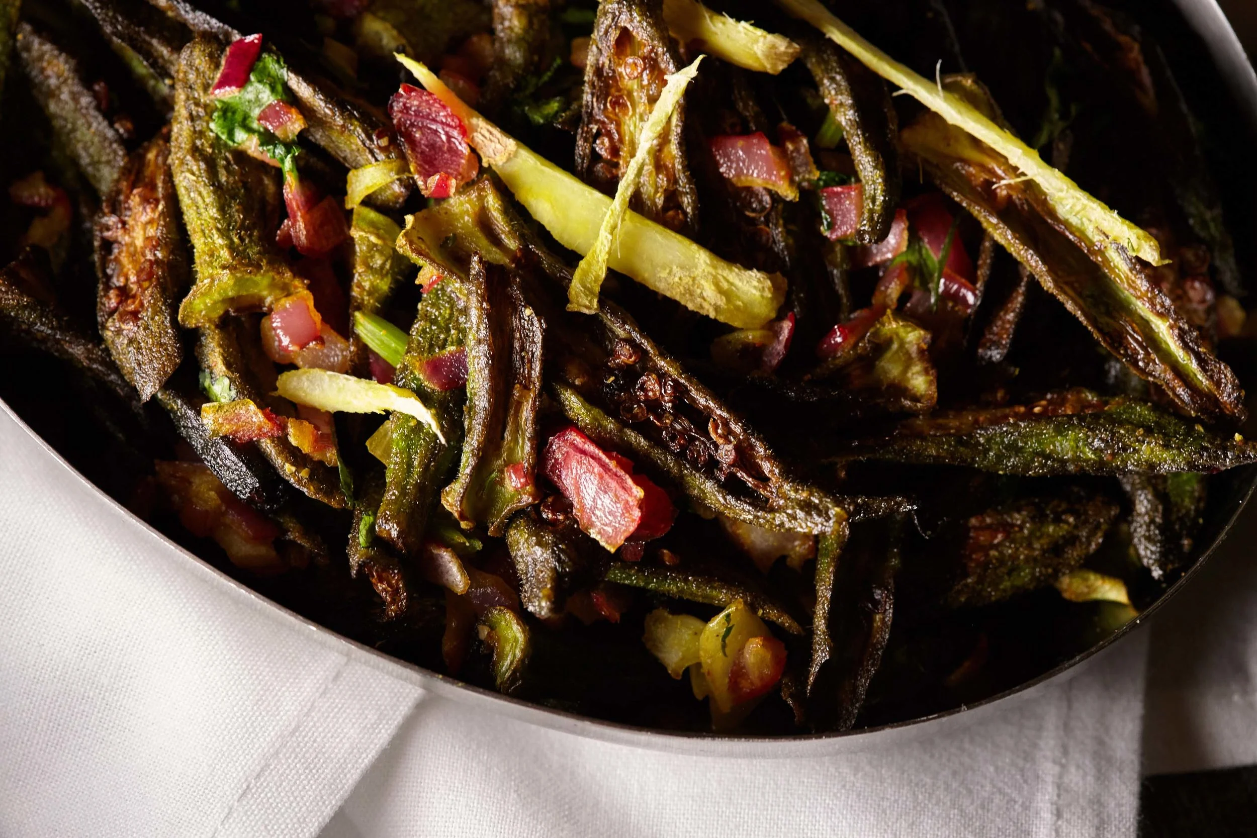 Khatti Bhindi (sauteed okra) at Sahib.