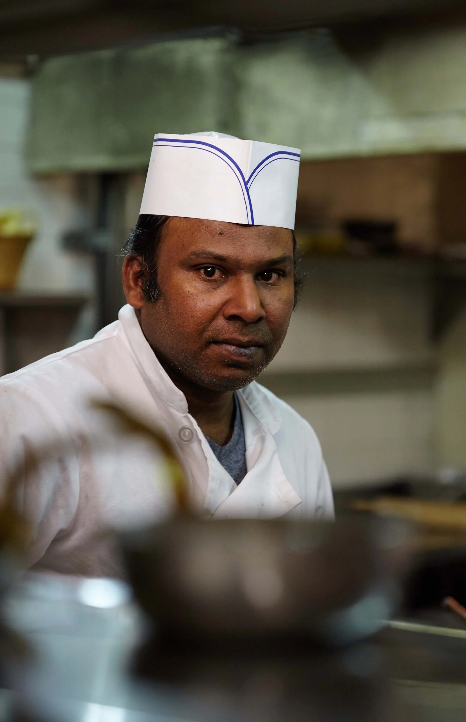 Chef (not head chef) Dominic Dcruze in the kitchen at Sahib.