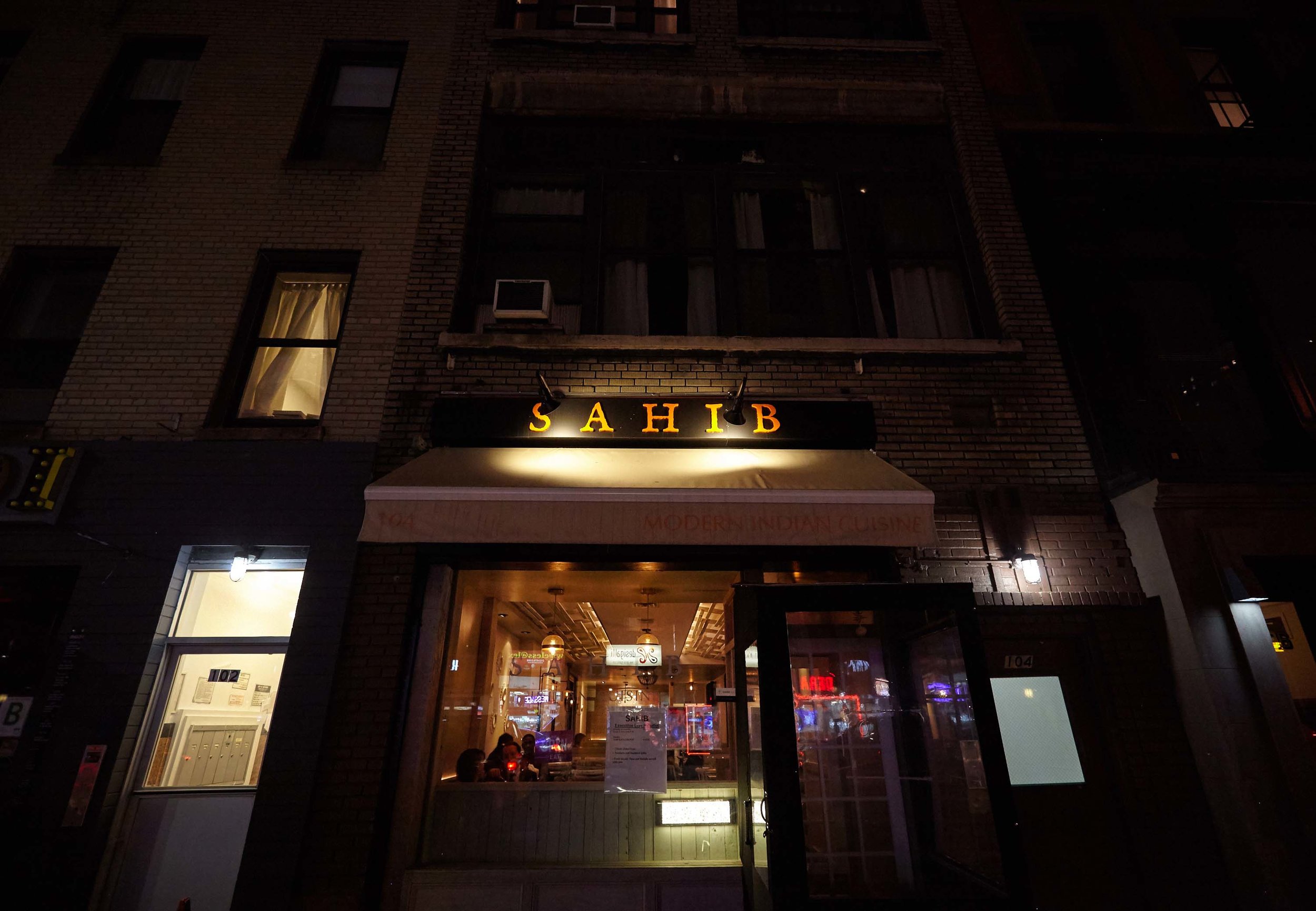 Front of Sahib restaurant.