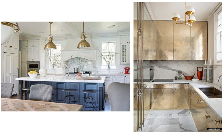 -kitchen on the left designed by Mary McDonald / kitchen on the right designed by Jean-Louis Deniot