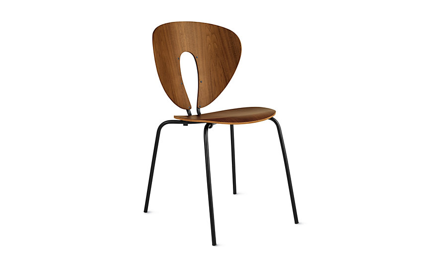Globus Chair in Wood, Powder-Coated Frame