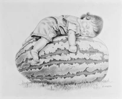 pencil drawing child with watermelon dale singer.jpg