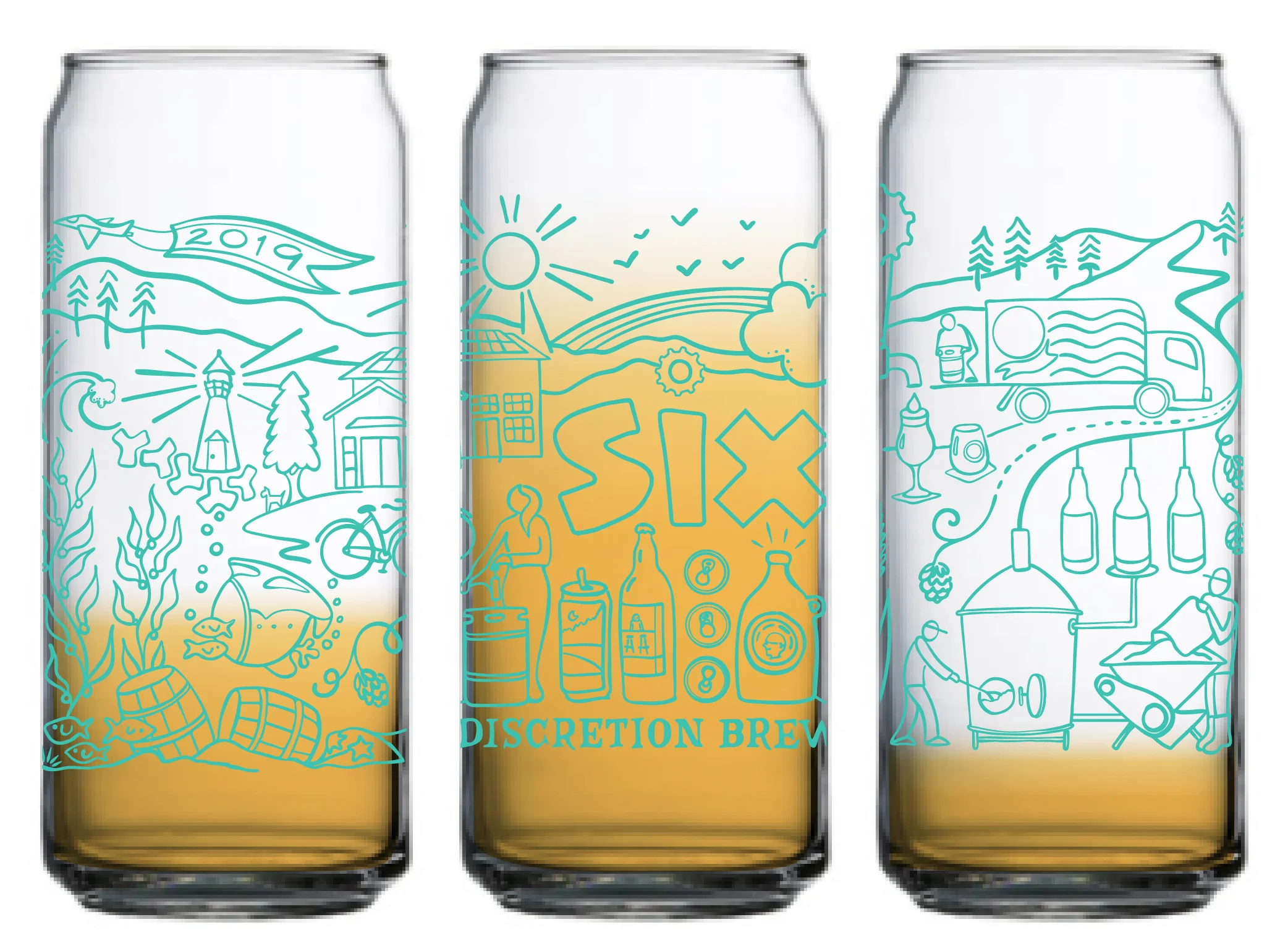Anniversary 6 Tall Boy Glasses
