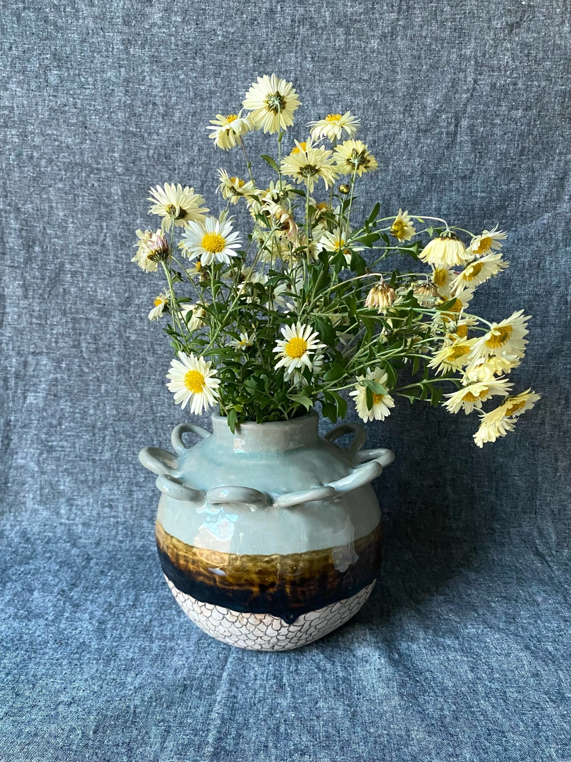 Hand built vase with decoration 