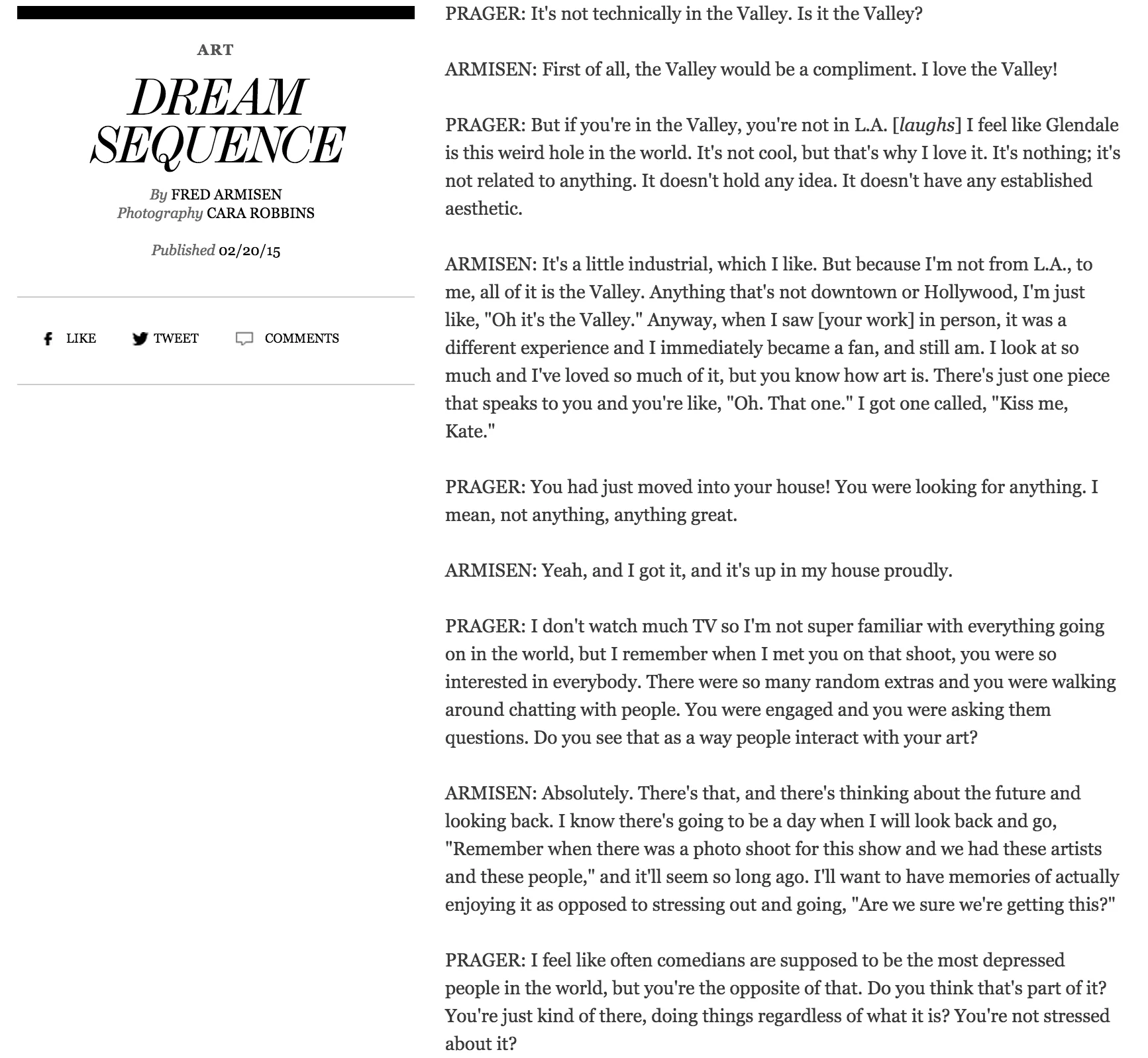  Interview Magazine,&nbsp; Dream Sequence   By Fred Armisen  Photos by Cara Robbins 