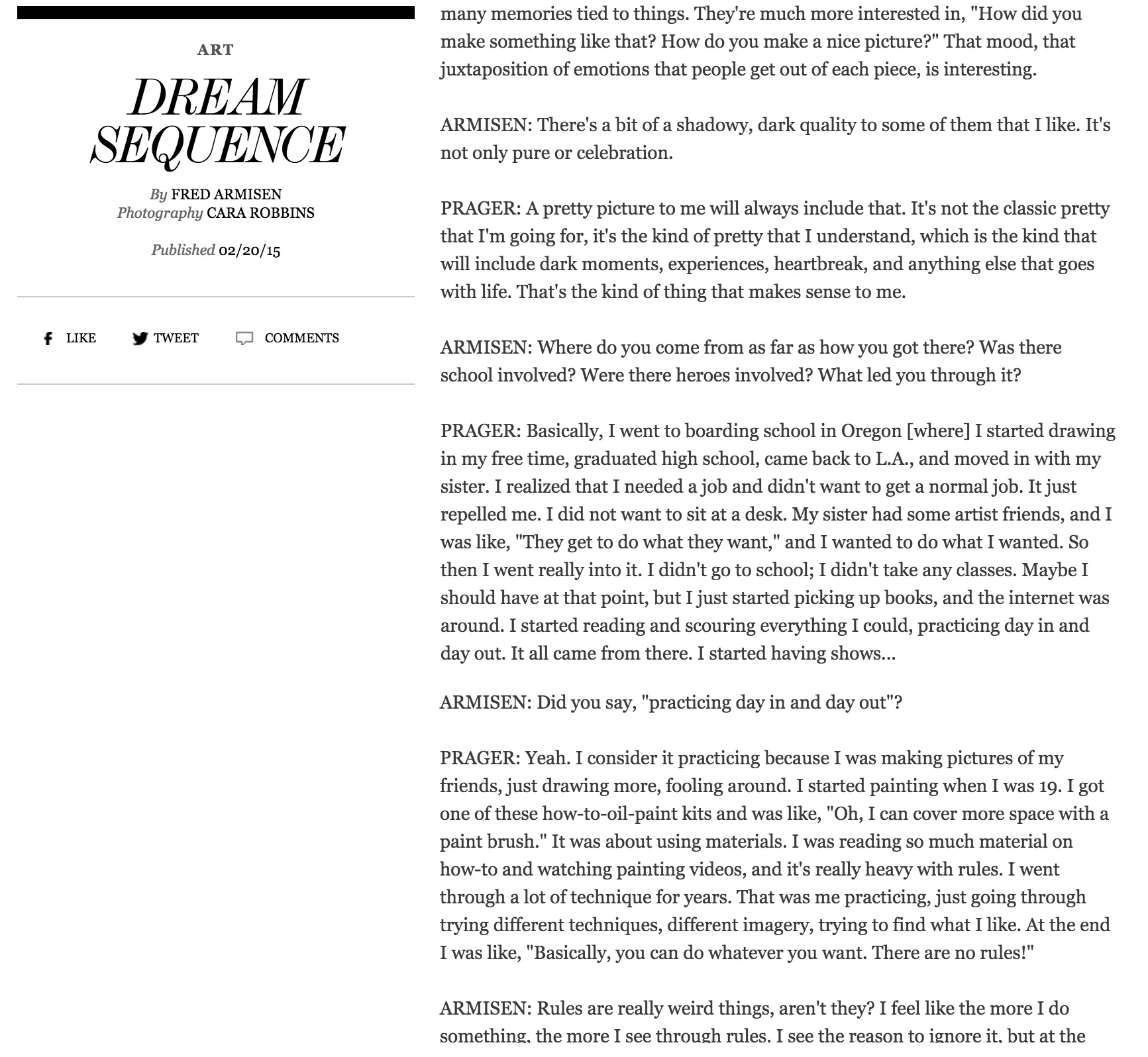  Interview Magazine,&nbsp; Dream Sequence   By Fred Armisen  Photos by Cara Robbins 