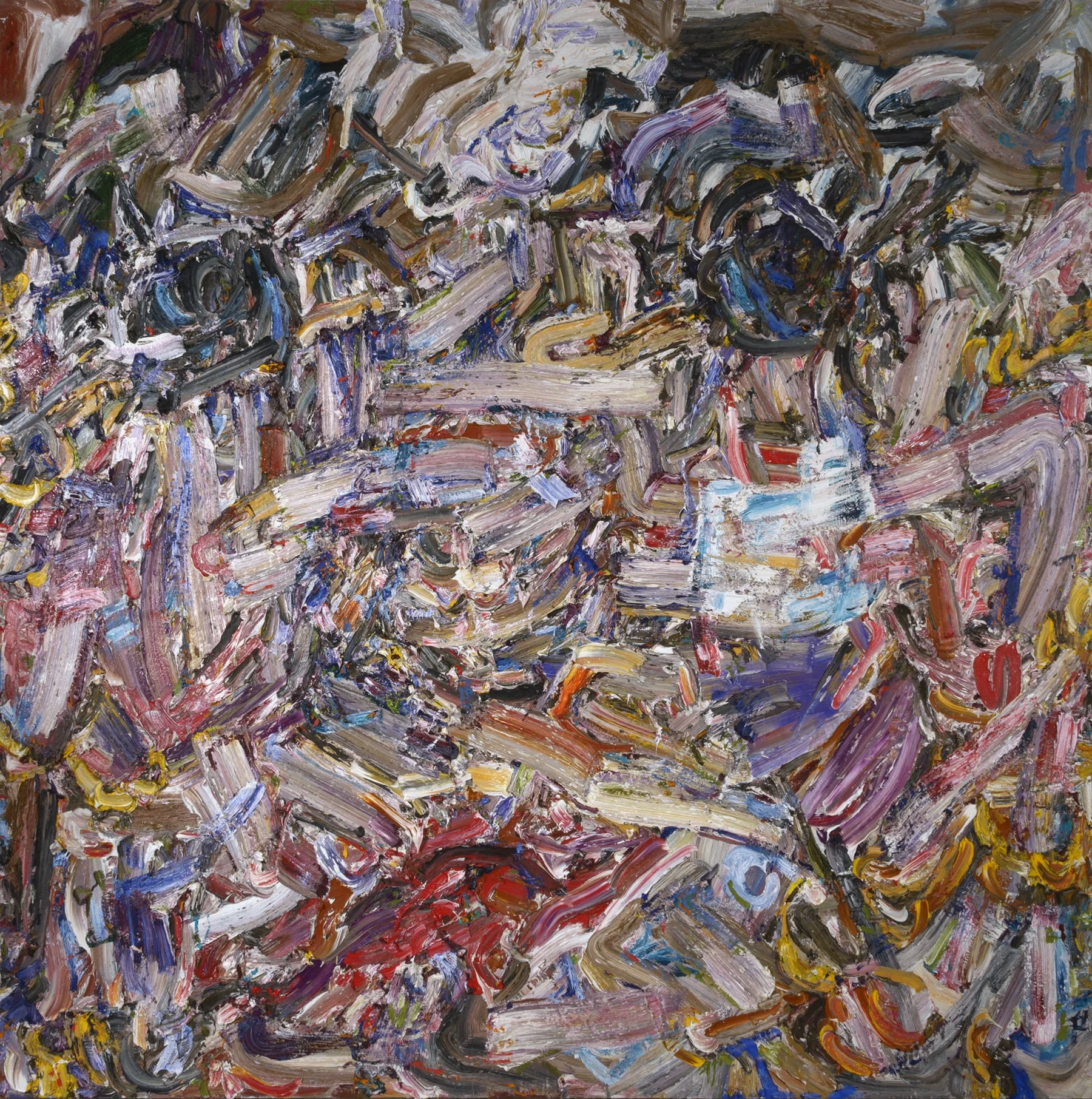   Swimmingly,&nbsp; 2015  Oil on wood  96" x 96" 