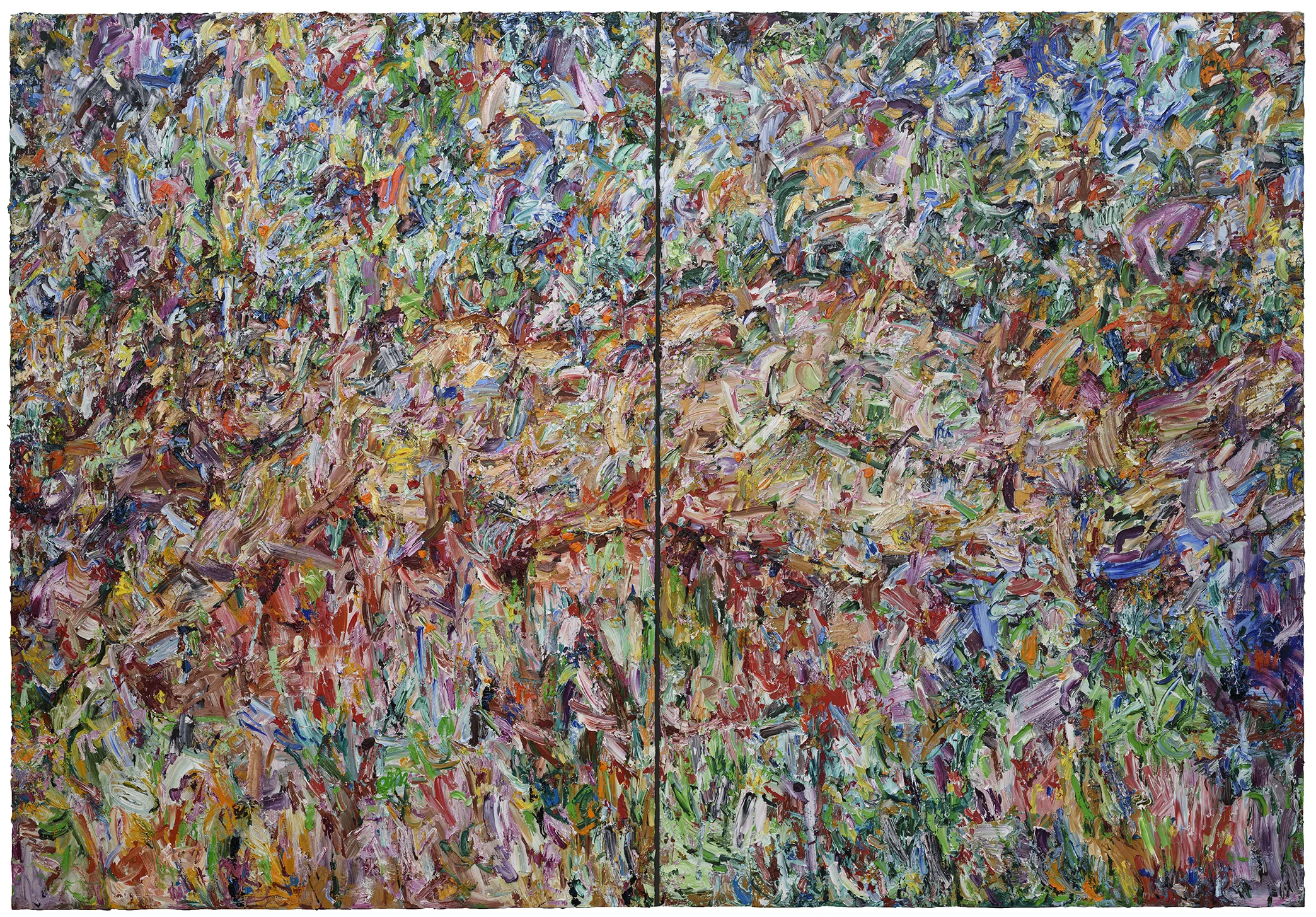   No Shrinking Violet,  2017  Oil on canvas 100x144" (diptych) 
