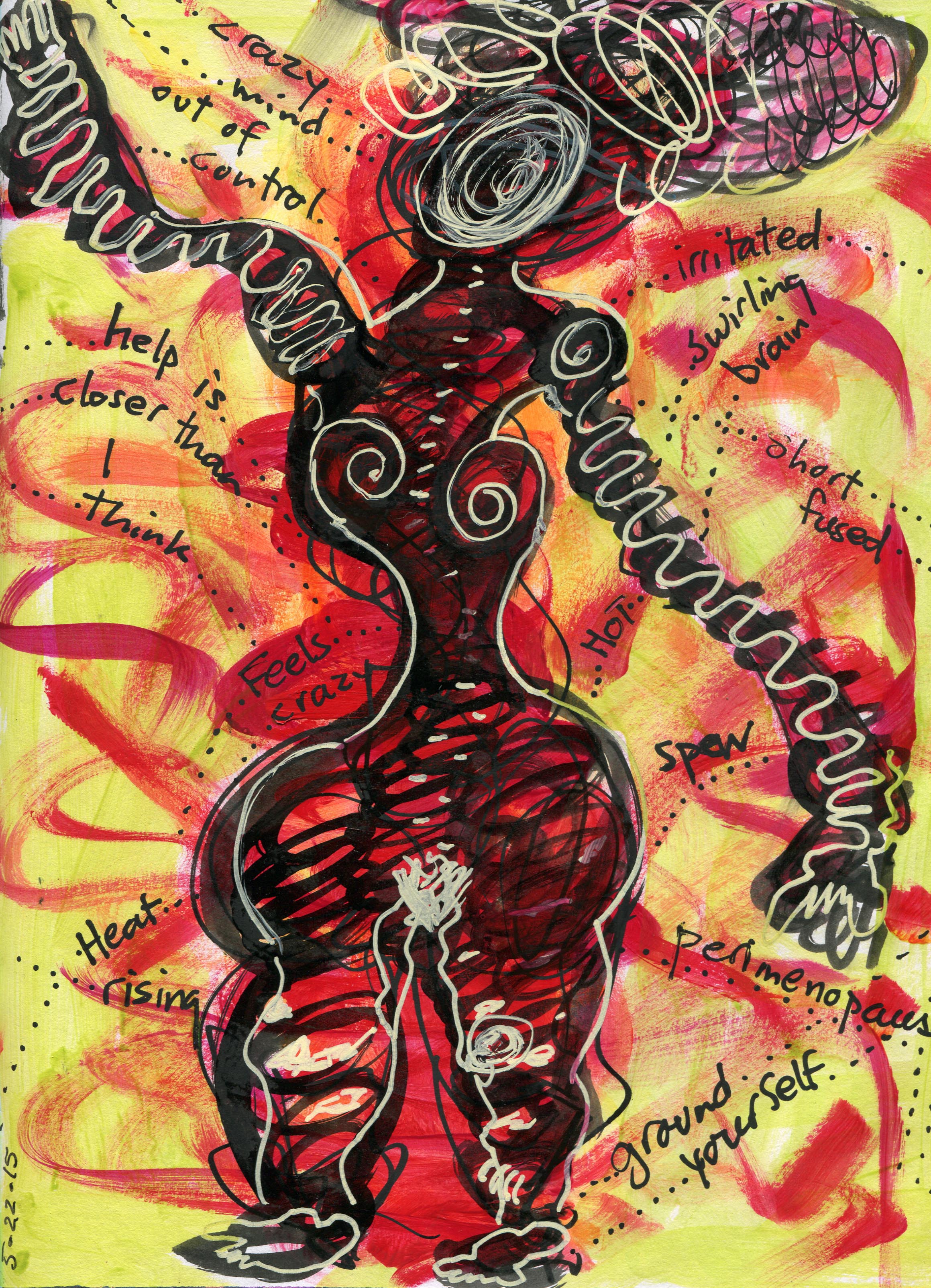 Hot Flashing - art journal image May 2015