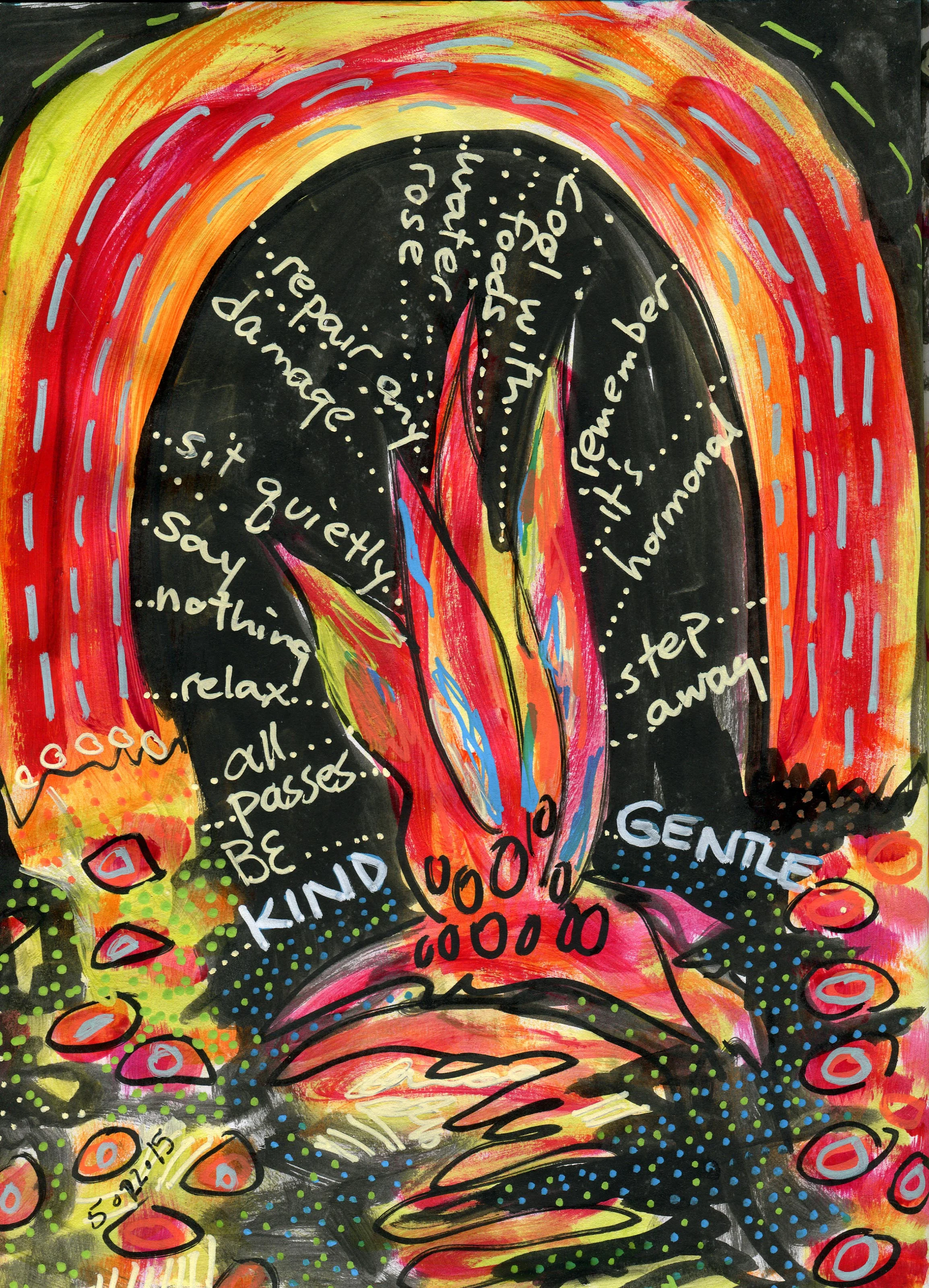 Hot Flash Temple, art journal image May 2015