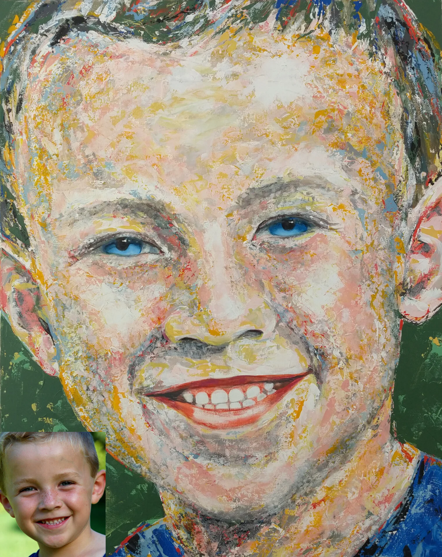 Commission Example: Connor; This is an example of my PALETTE KNIFE style in acrylic.