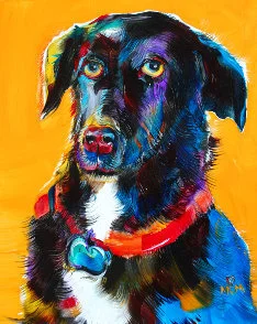 Pet Commission: This is an example of my RIBBONS OF COLOR style created in oil. in oil.