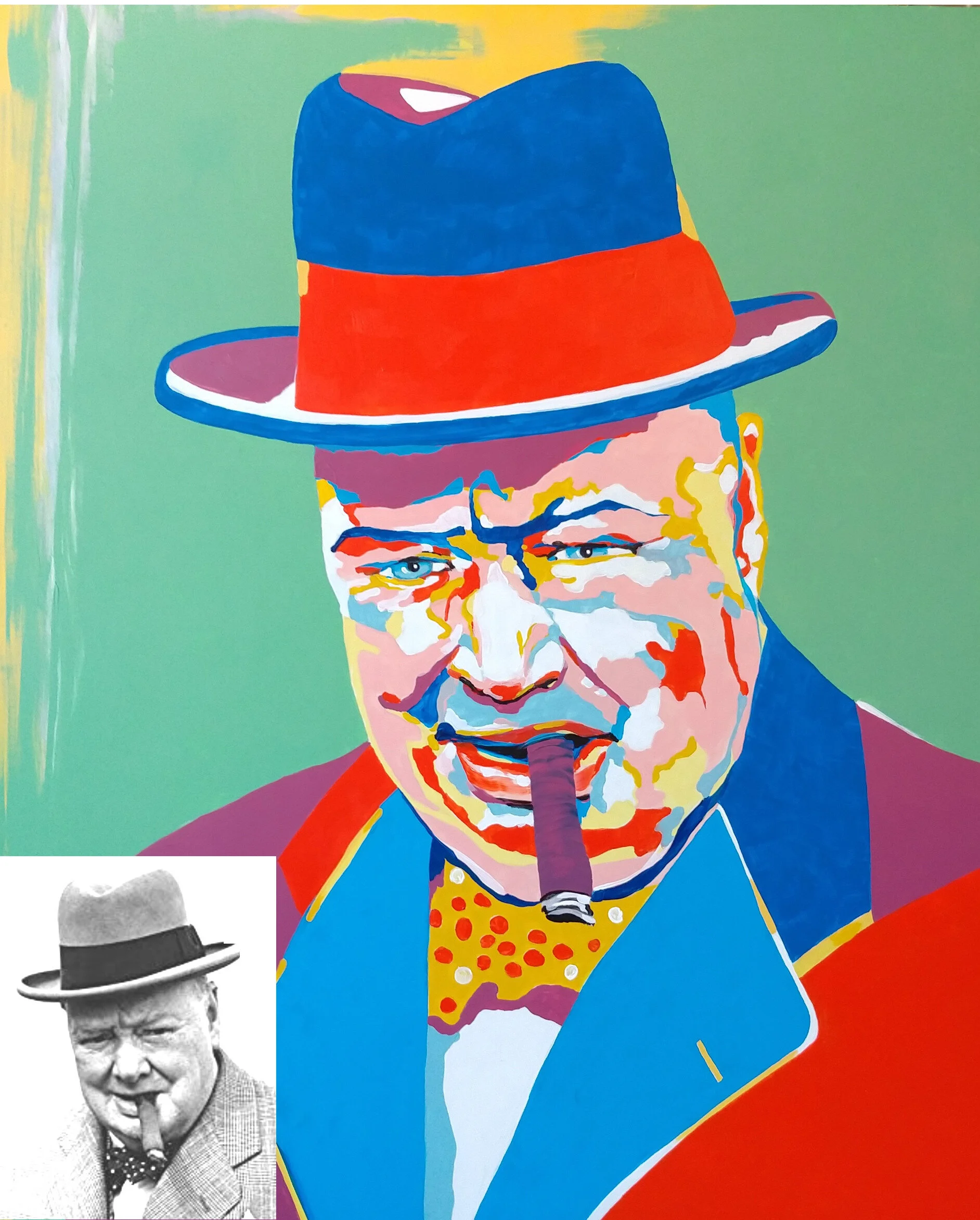 Commission Example: Winston Churchill; This is an example of my PANTONE style in acrylic.