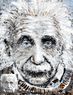 Commission Example: A. Einstein; This is an example of my PALETTE KNIFE style in oil.