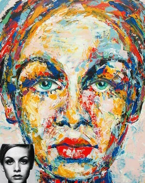 Style Example: Twiggy; This is an example of my PALETTE KNIFE style in acrylic.