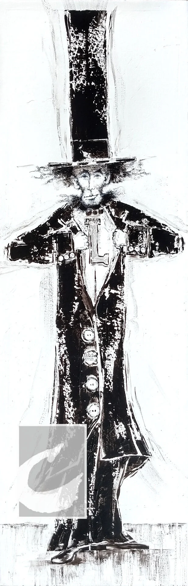Commission Example: SuperLincoln; This is an example of my BLACK AND WHITE style in acrylic.