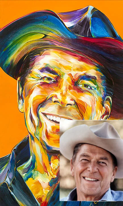 Commission Example: Reagan Ranch; This is an example of my RIBBONS OF COLOR style in oil.