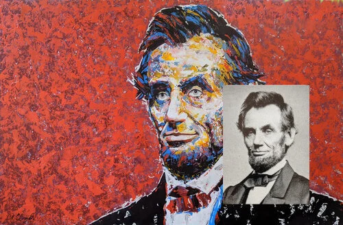 Commission Example: LINCOLN: It's Always Love; This is an example of my PALETTE KNIFE style in acrylic.